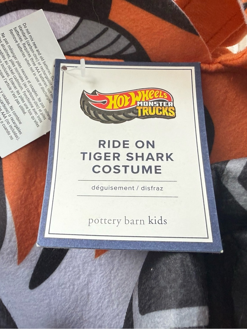 Pottery Barn Hot Wheels Monster Trucks Tiger Shark Ride-On Costume 3T NEW - Picture 3 of 6